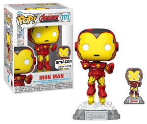 اسباب بازی اکشن فیگور اسپشیال 9 سانتی فانکو پاپ مرد آهنی همراه با پین فلزی مدل Funko POP - Marvel - Avengers Beyond Earth's Mightiest - Iron Man - Bobble Head with Pin - Exclusive _اسباب بازی اکشن فیگور